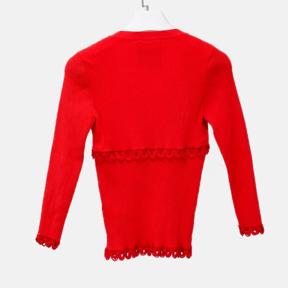Moschino Red Rib Knit Cardigan - Picture 2 of 13